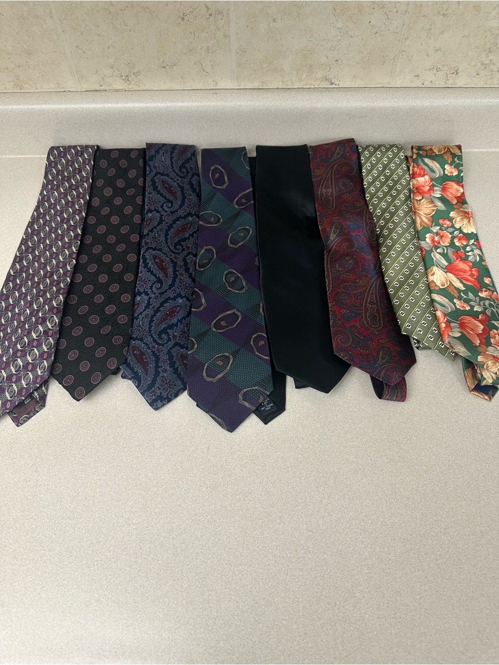 Mixed Pattern Men’s Necktie Collection - Purple, Black, Green, Floral